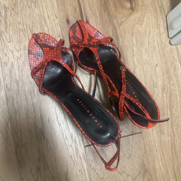 Simon Miller T-Strap Red Pumps - Picture 1 of 7